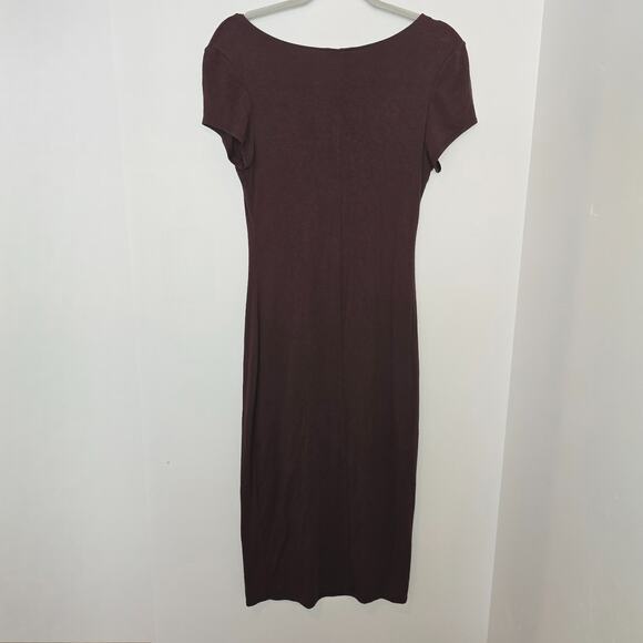Vintage Y2K 00s See You Monday Large Brown Stretch Bodycon Dress - Picture 6 of 9